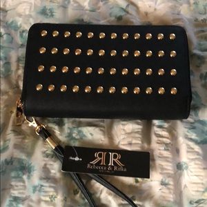 Black with gold studs wallet